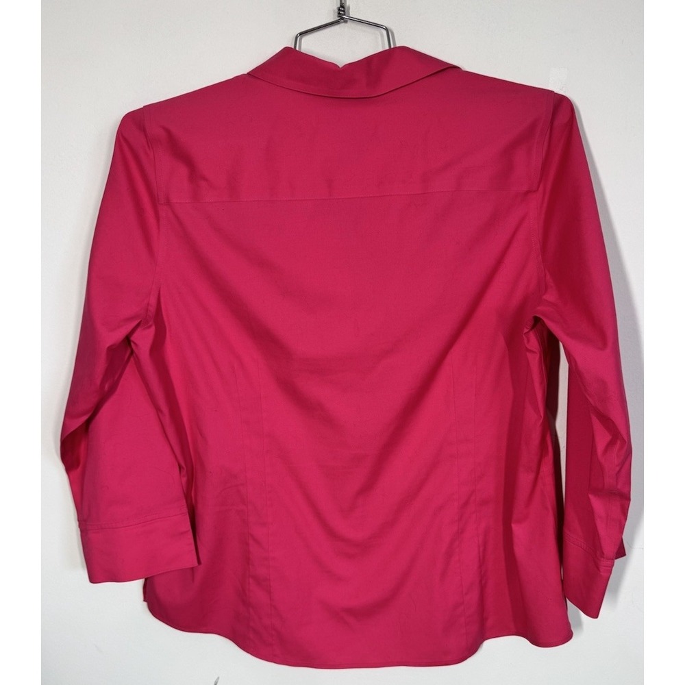 Foxcroft Non Iron Stretch Long Sleeve Button Up Fitted Blouse Shirt 16 Hot Pink - Picture 2 of 9